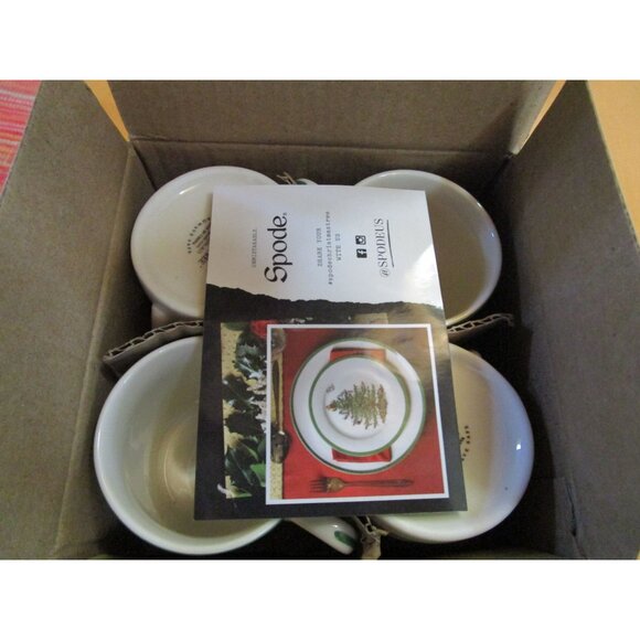 Spode Christmas Tree Demitasse Espresso Cups & Saucers Set Of 4 New In Box - Picture 6 of 16